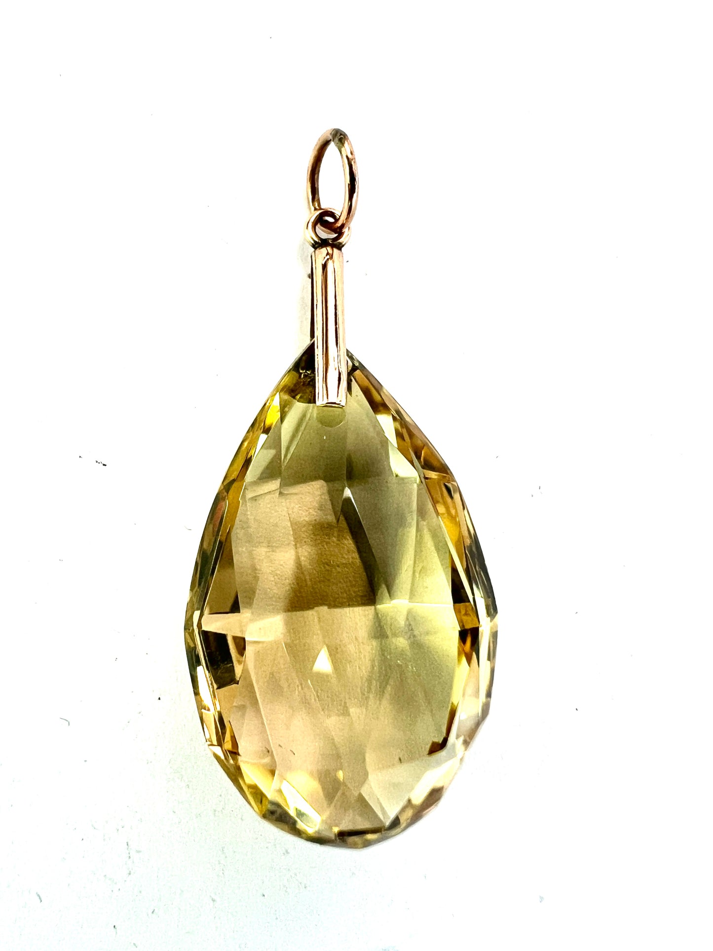 Arts and Crafts 9CT Gold Citrine Teardrop Pendant