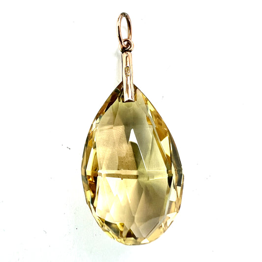 Arts and Crafts 9CT Gold Citrine Teardrop Pendant