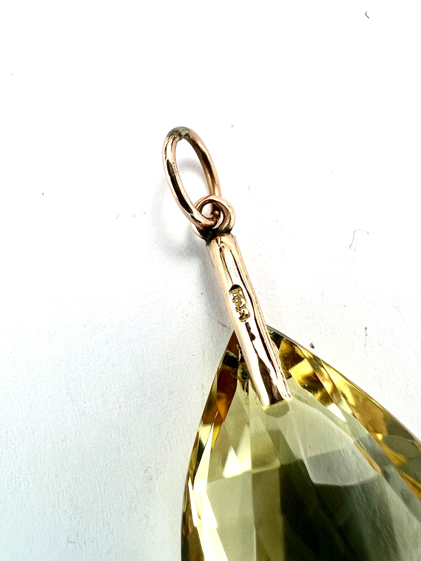 Arts and Crafts 9CT Gold Citrine Teardrop Pendant