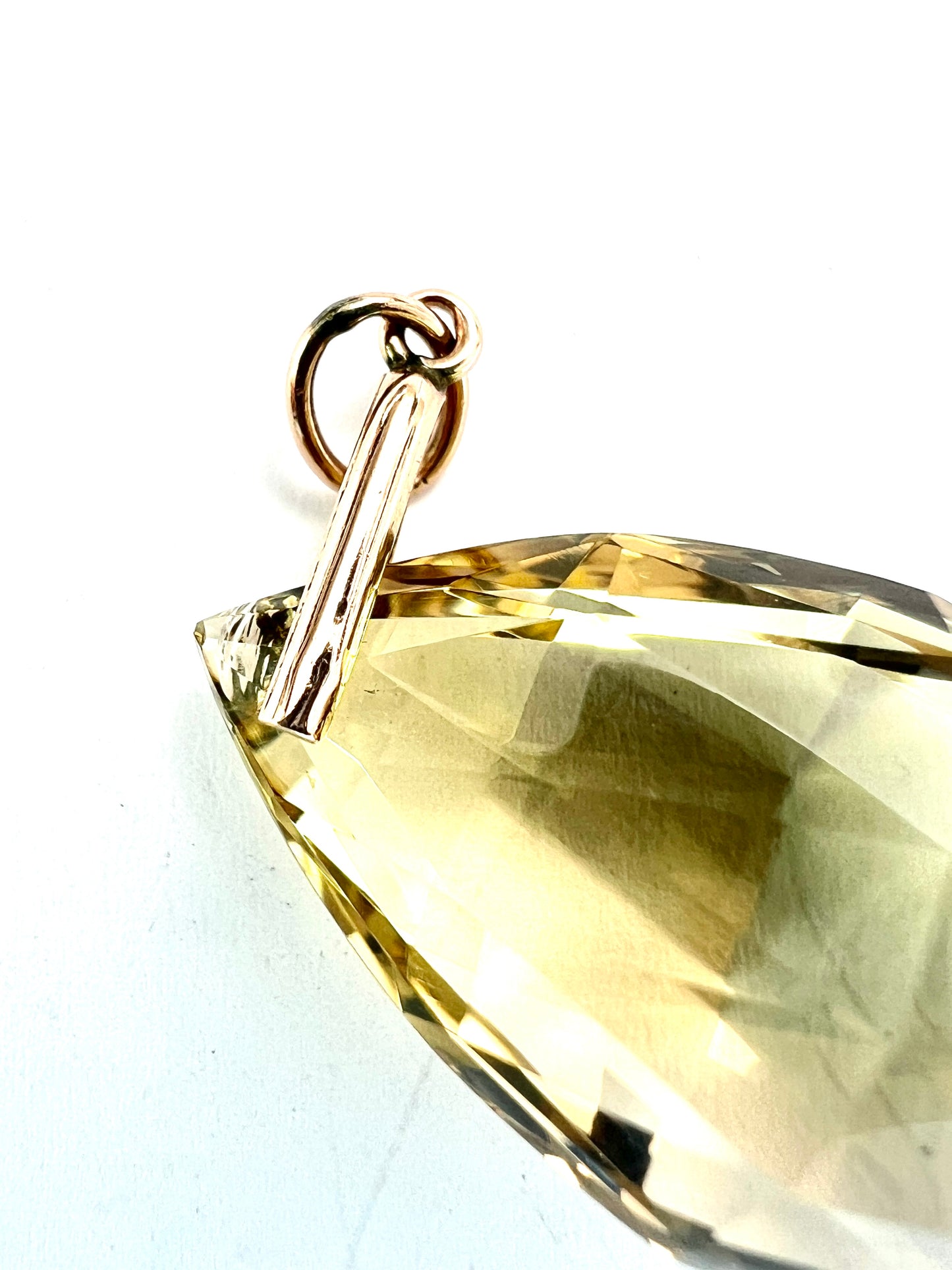 Arts and Crafts 9CT Gold Citrine Teardrop Pendant