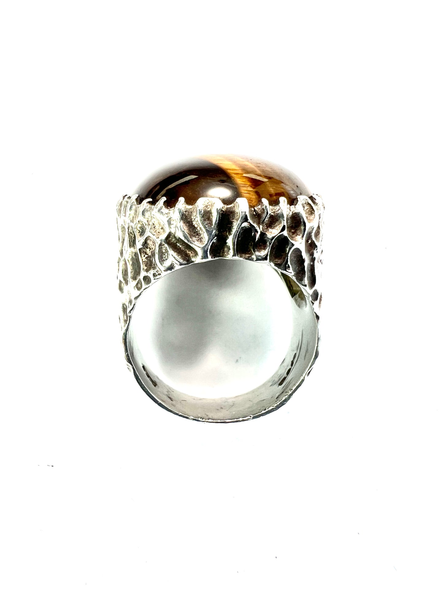 Vintage Tiger's Eye Modernist Silver Ring