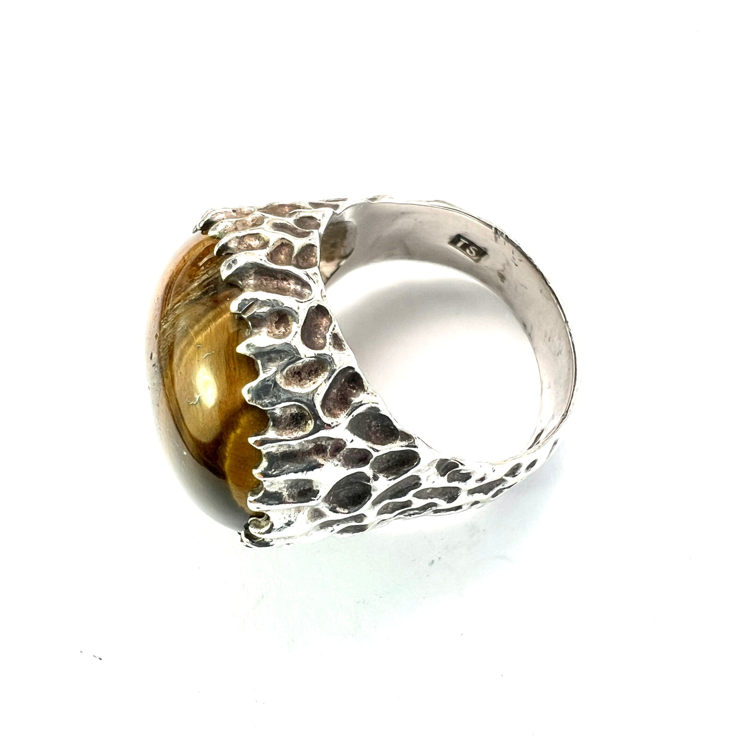 Vintage Tiger's Eye Modernist Silver Ring