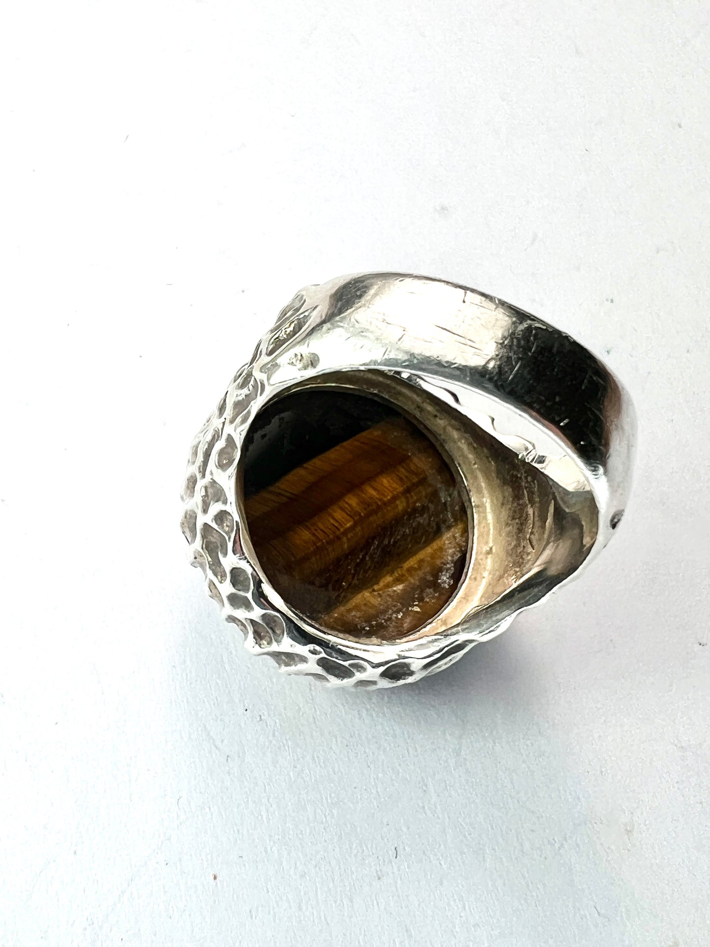 Vintage Tiger's Eye Modernist Silver Ring