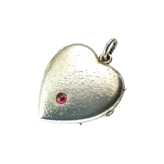 Antique Silver Heart Double Photograph Locket Pendant