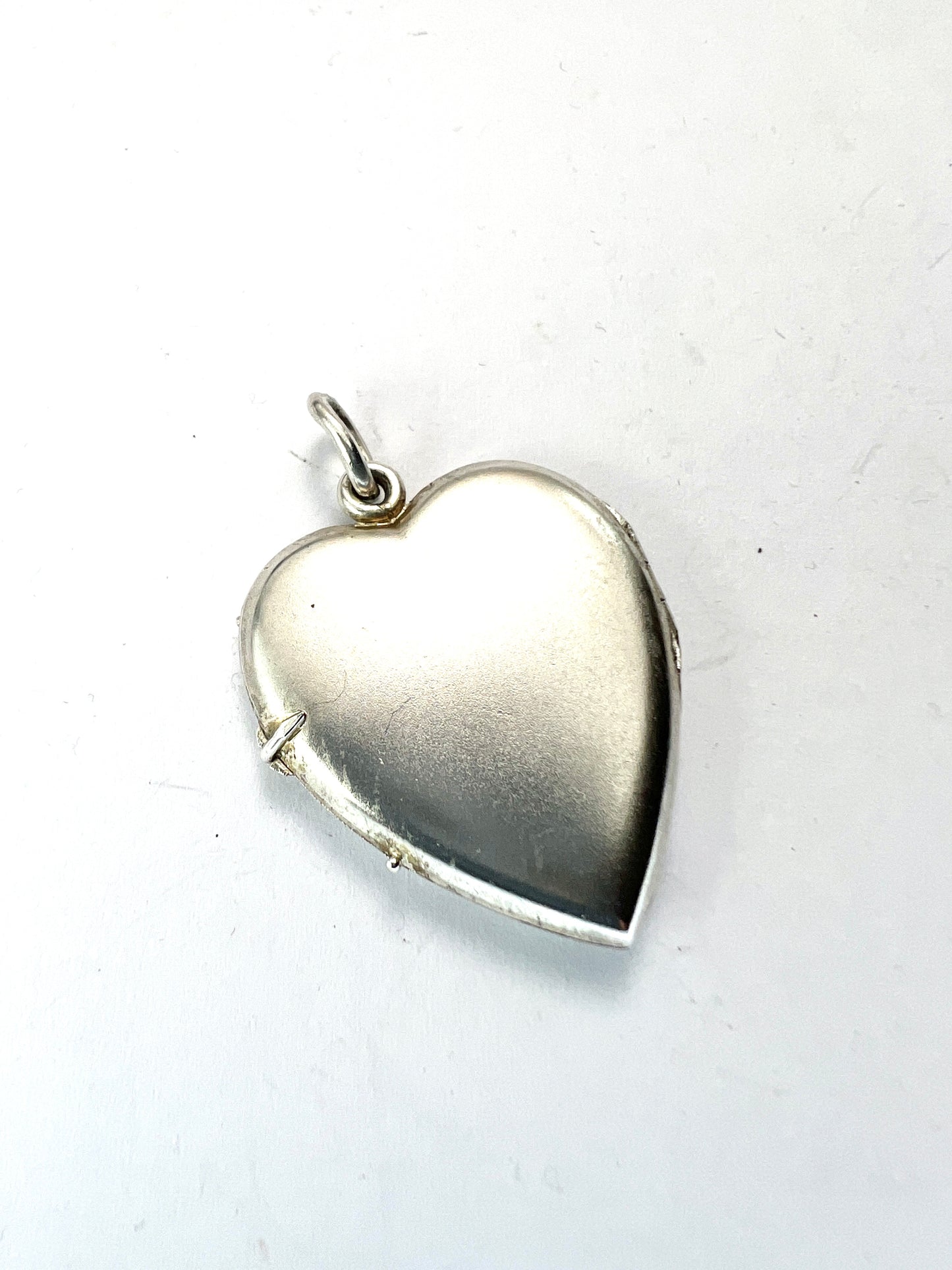 Antique Silver Heart Double Photograph Locket Pendant