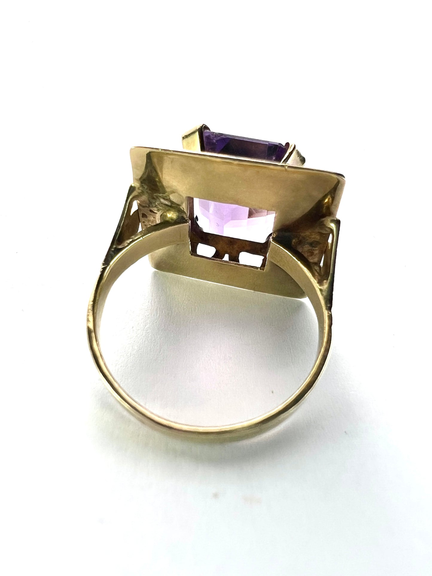 Vintage 1940s 14CT Gold Square Amethyst Ring