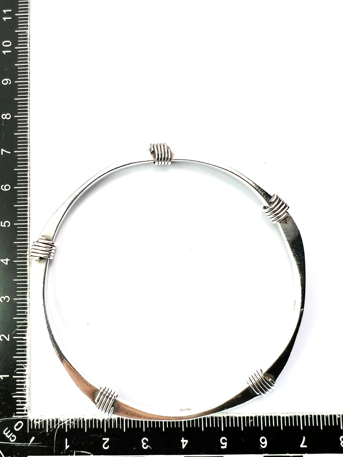 Vintage Sterling Silver Bangle with Wrapped Wire Detail