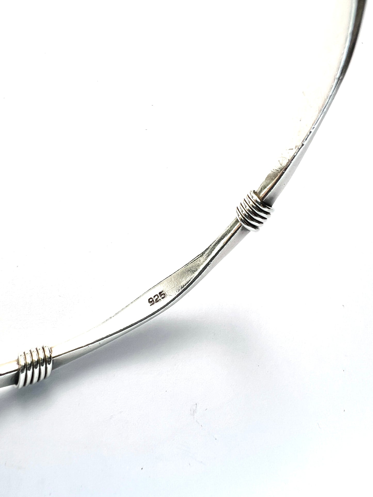 Vintage Sterling Silver Bangle with Wrapped Wire Detail