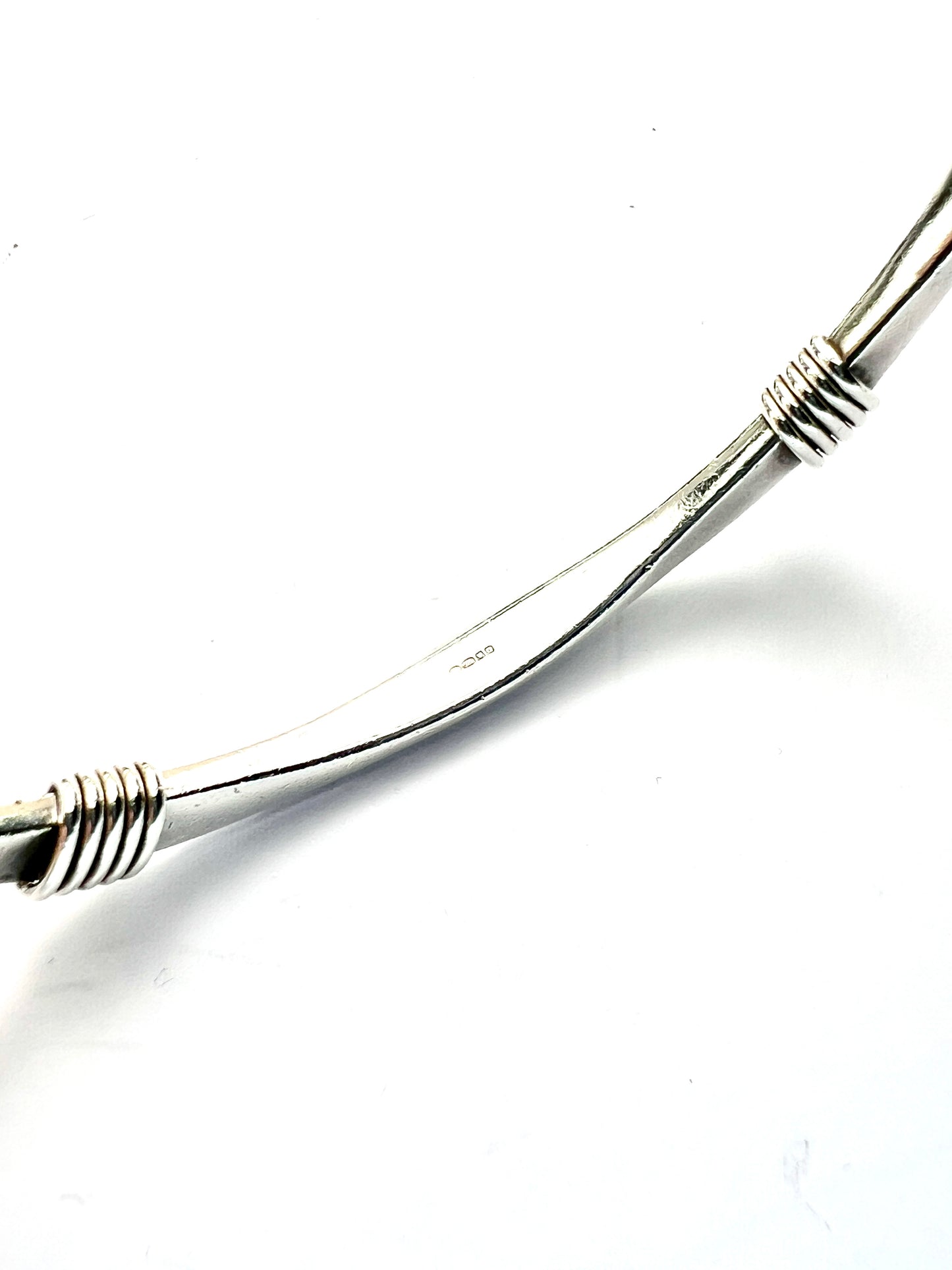 Vintage Sterling Silver Bangle with Wrapped Wire Detail