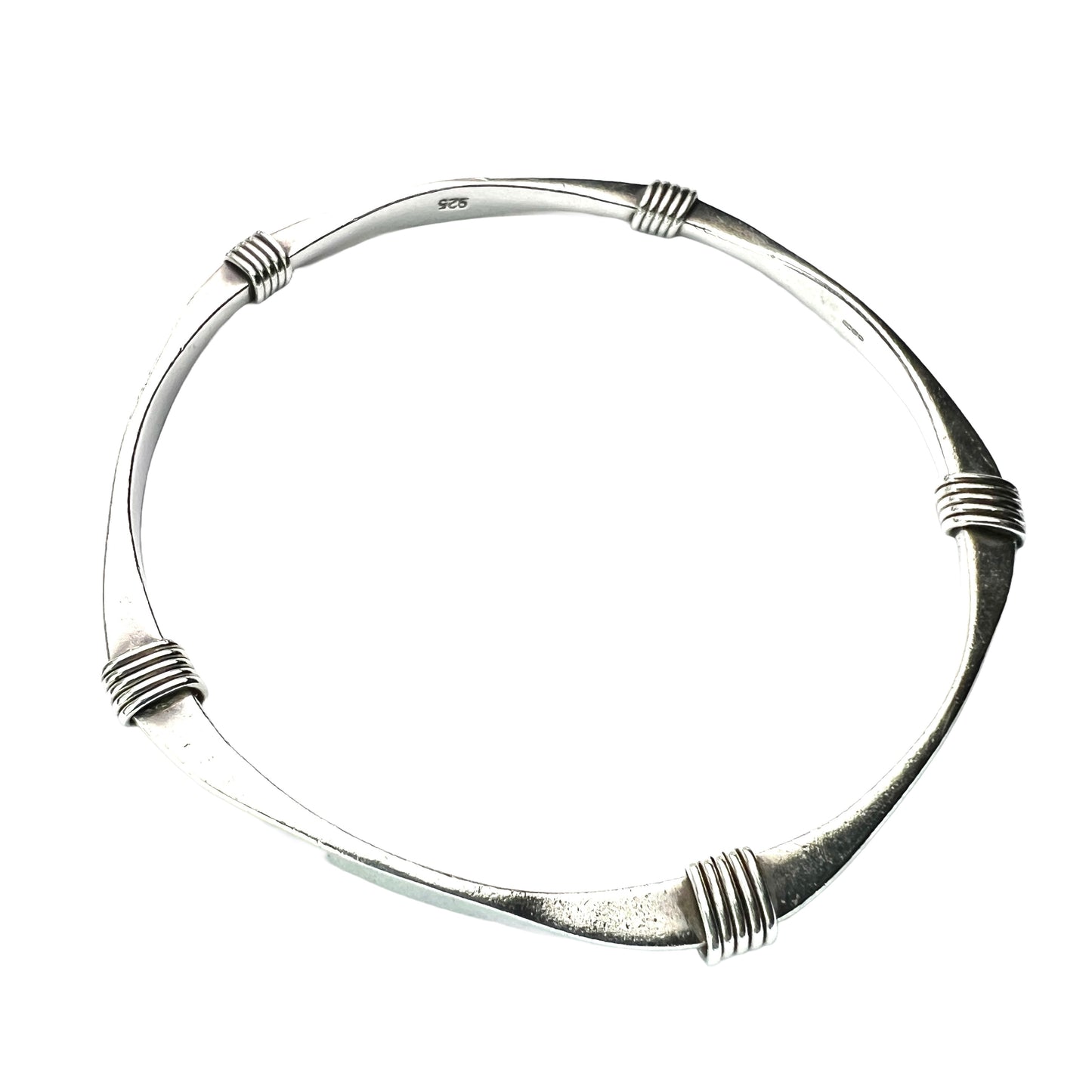 Vintage Sterling Silver Bangle with Wrapped Wire Detail