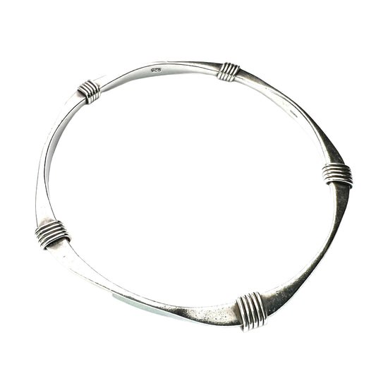 Vintage Sterling Silver Bangle with Wrapped Wire Detail