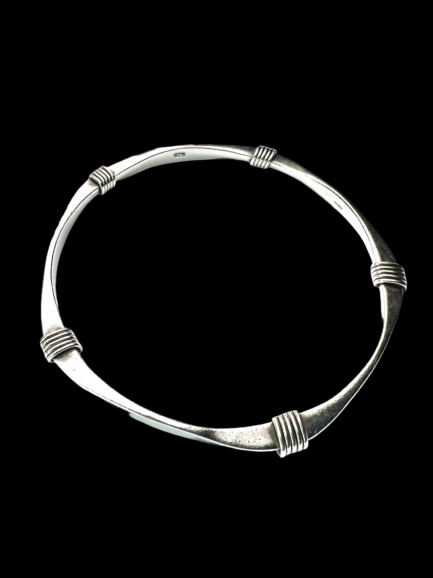 Vintage Sterling Silver Bangle with Wrapped Wire Detail