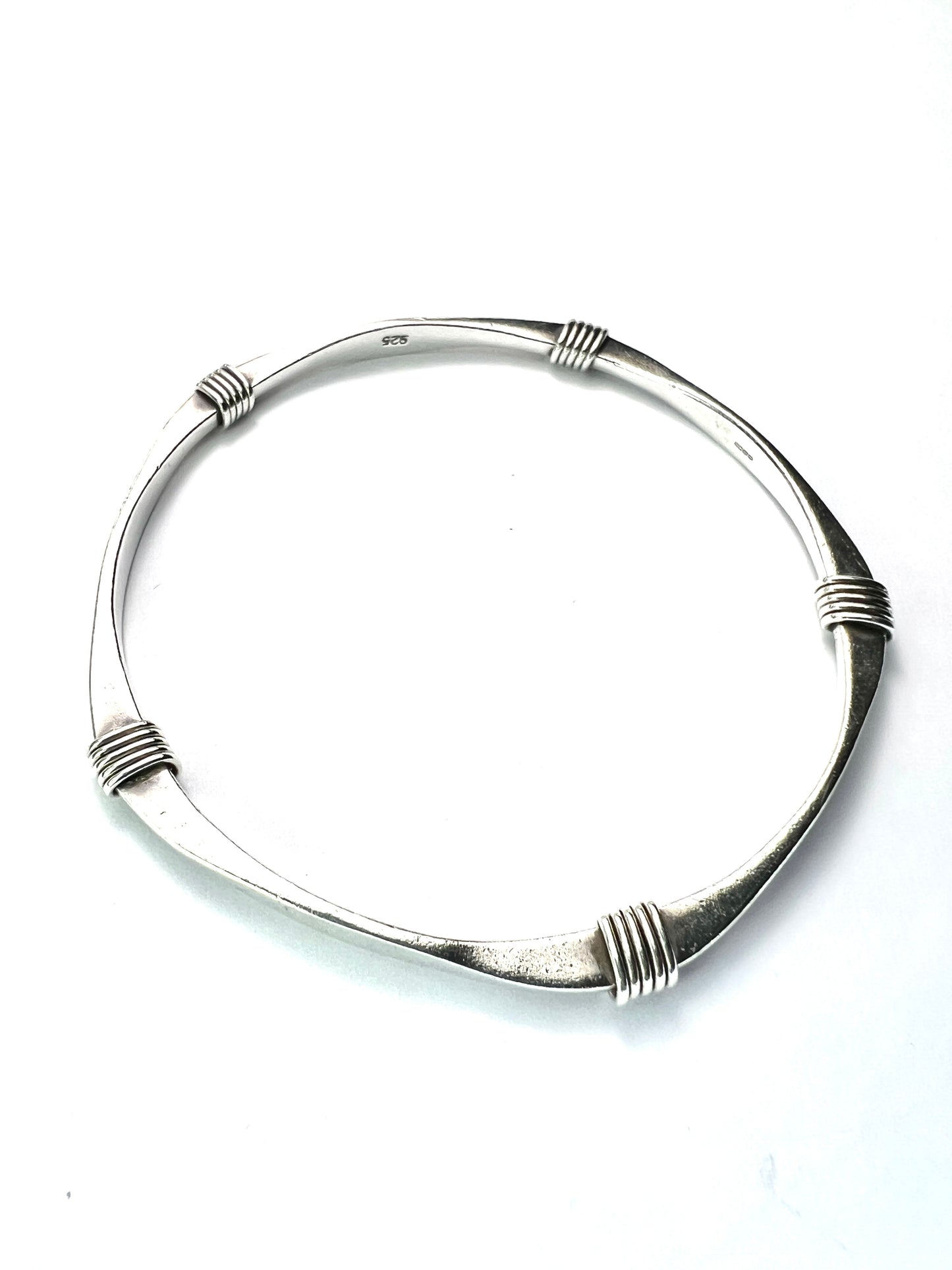 Vintage Sterling Silver Bangle with Wrapped Wire Detail