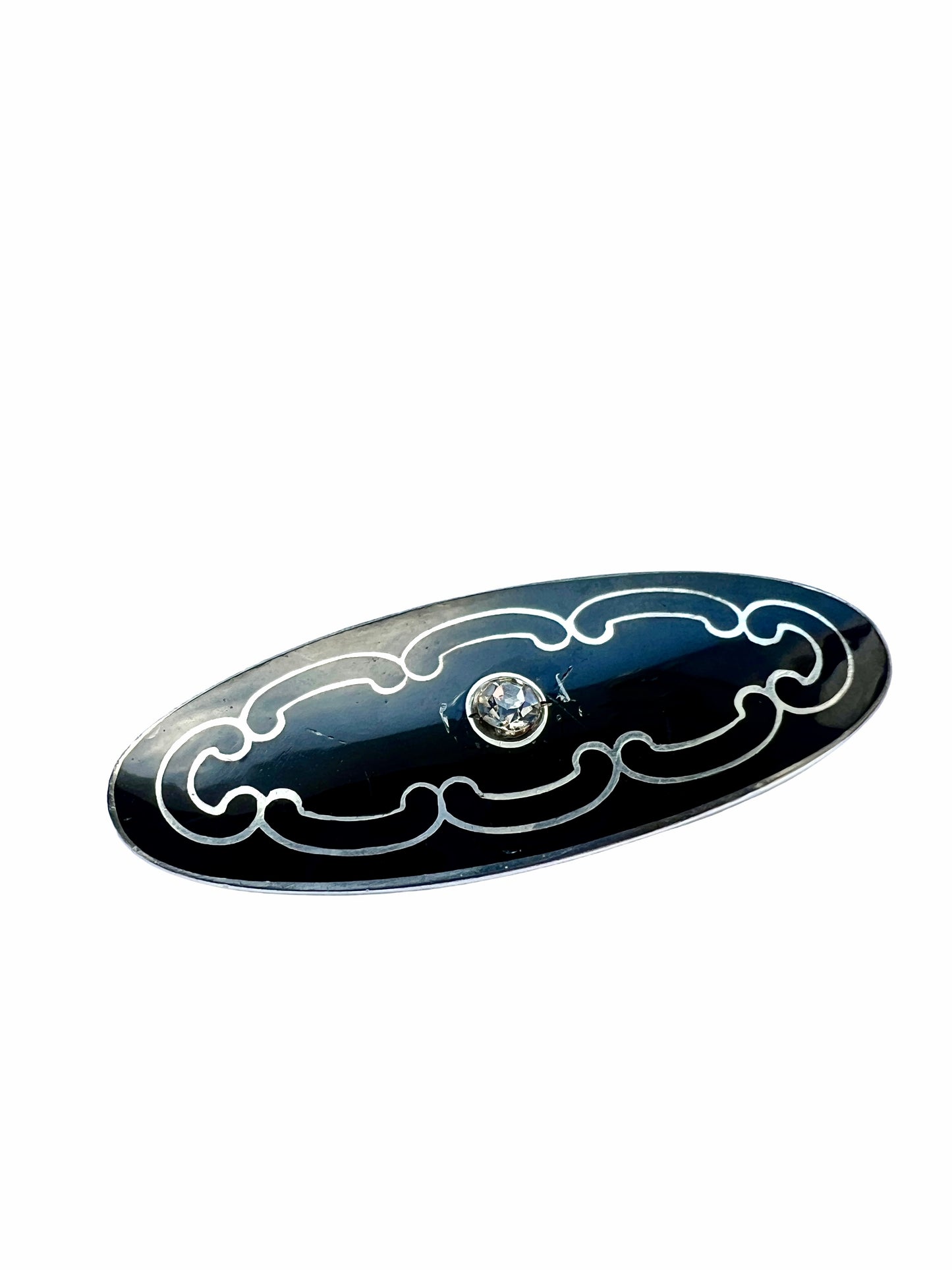 Art Deco Enamelled Silver Paste Brooch