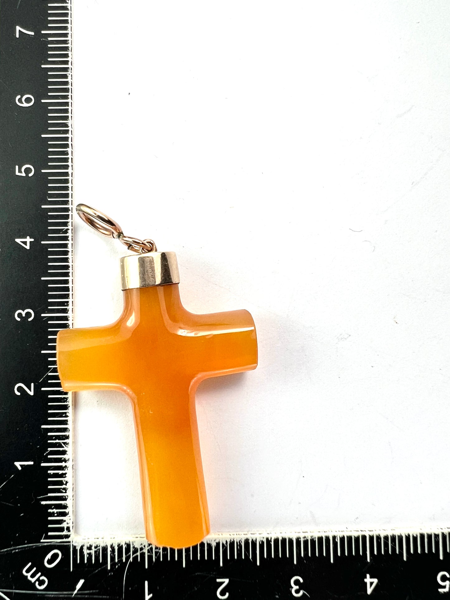 Victorian Gold Carved Agate Cross Pendant