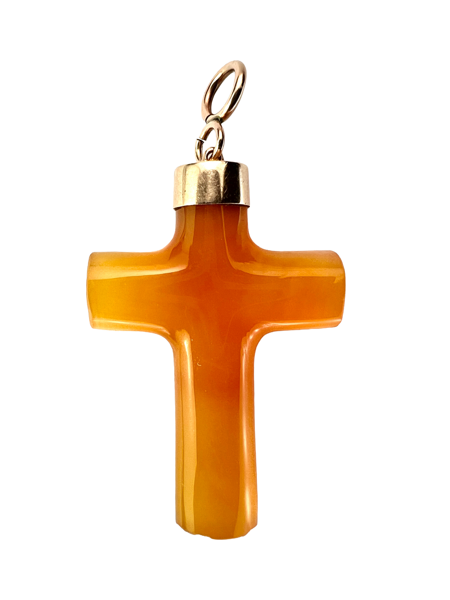 Victorian Gold Carved Agate Cross Pendant