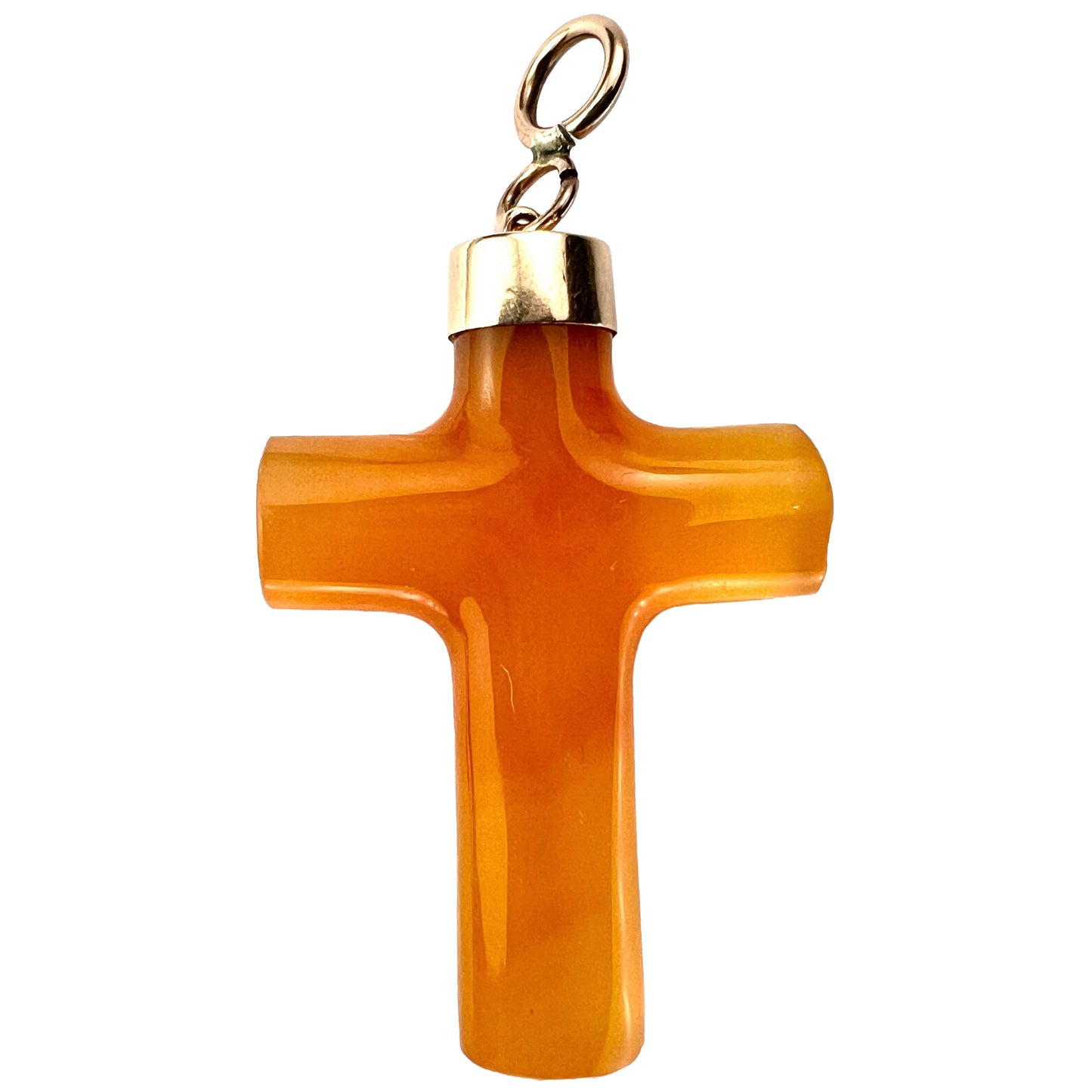 Victorian Gold Carved Agate Cross Pendant