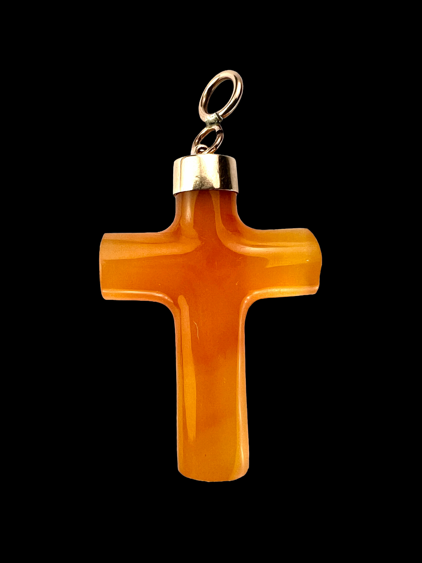 Victorian Gold Carved Agate Cross Pendant