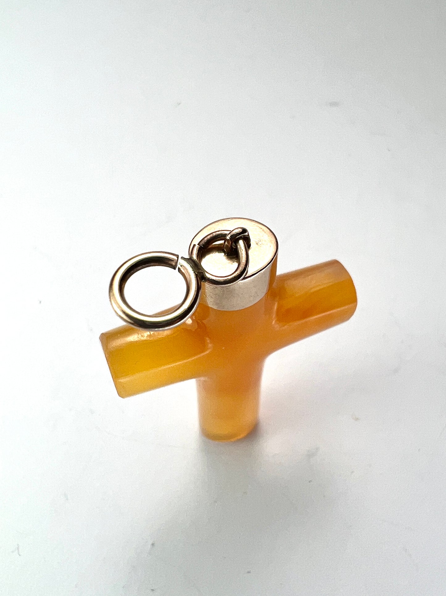 Victorian Gold Carved Agate Cross Pendant