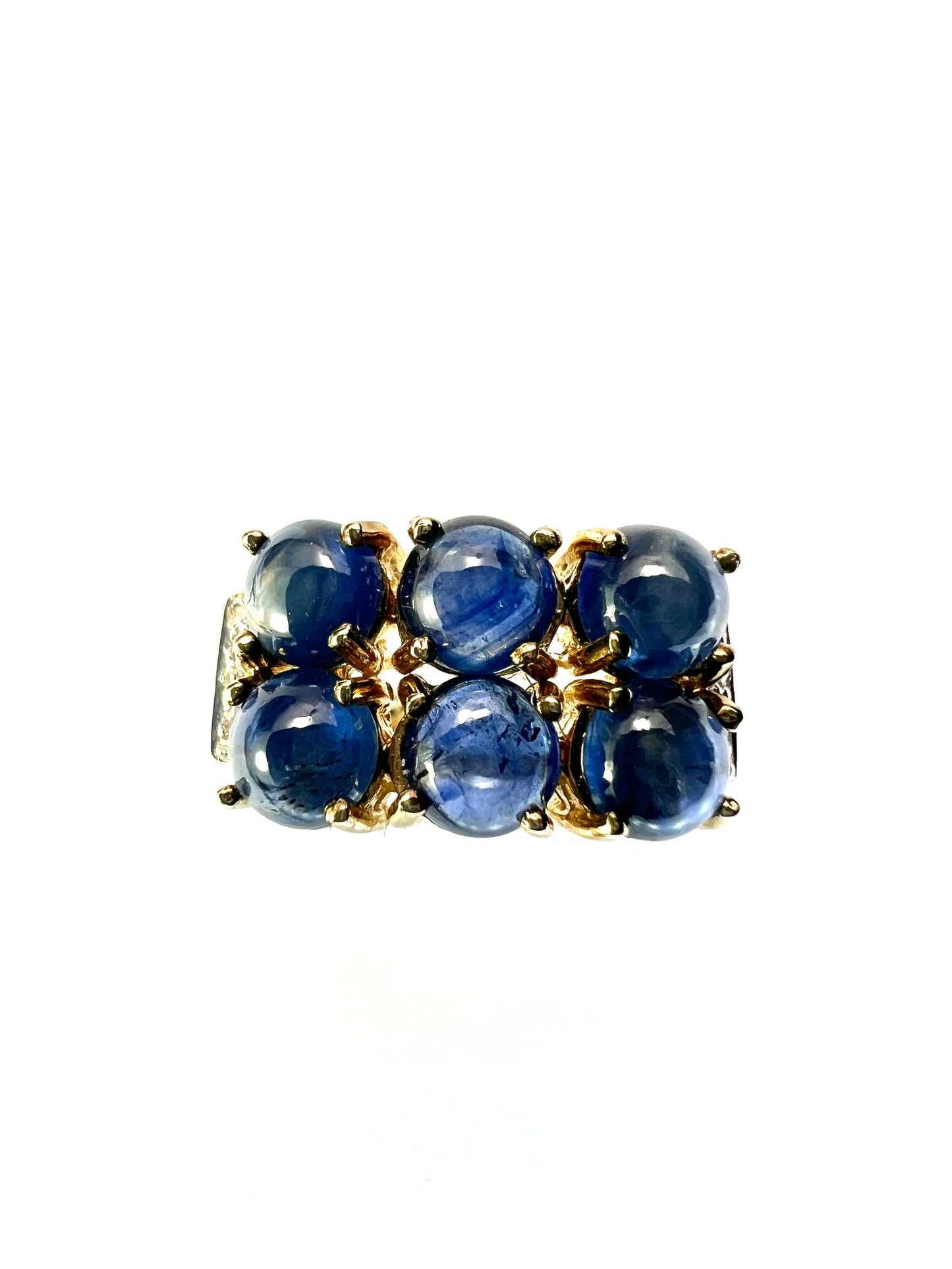 Vintage 9CT Gold Sapphire Cabochon Diamond Ring