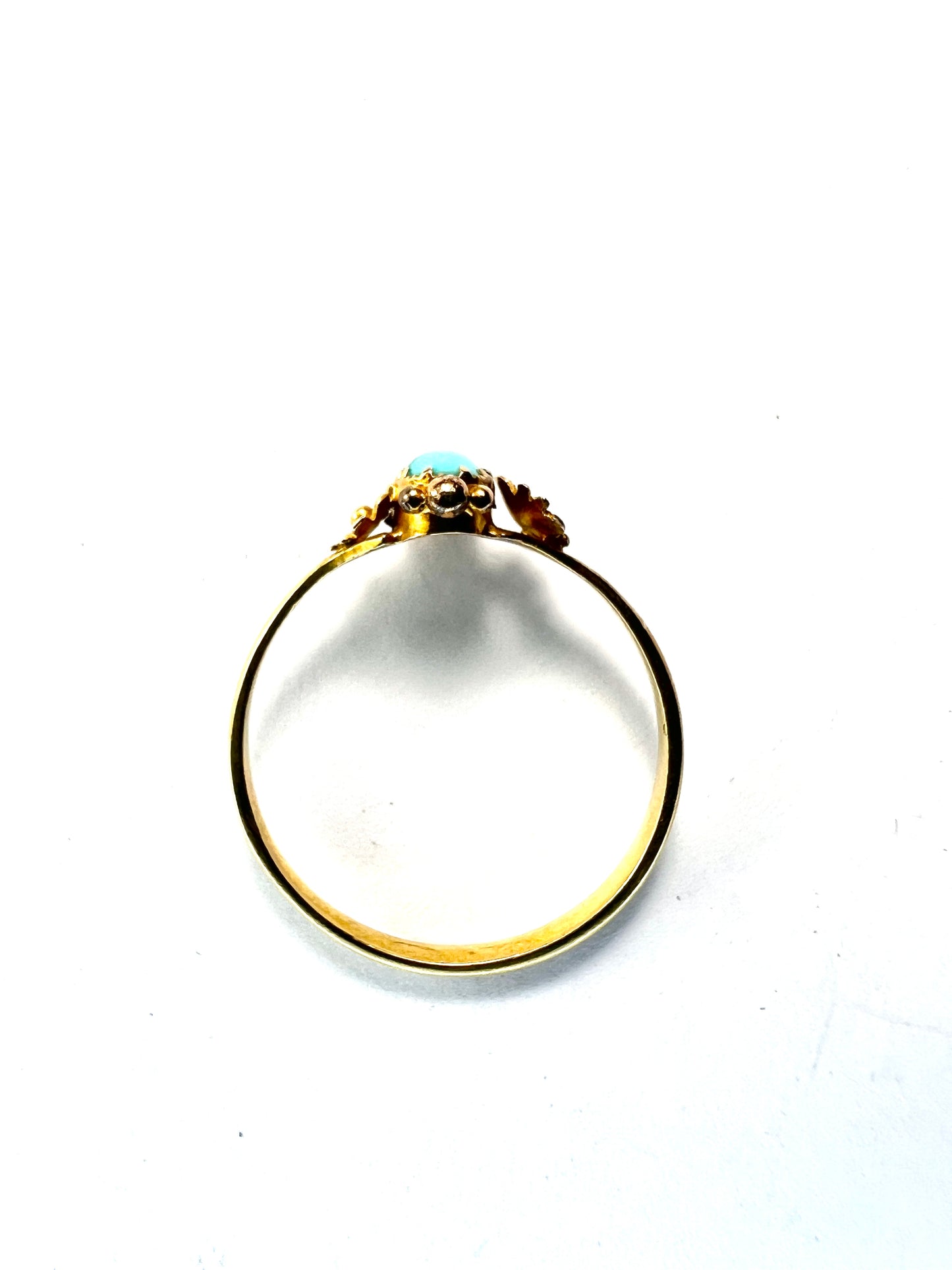 Victorian 18CT Gold Turquoise Arts and Crafts Flower Ring