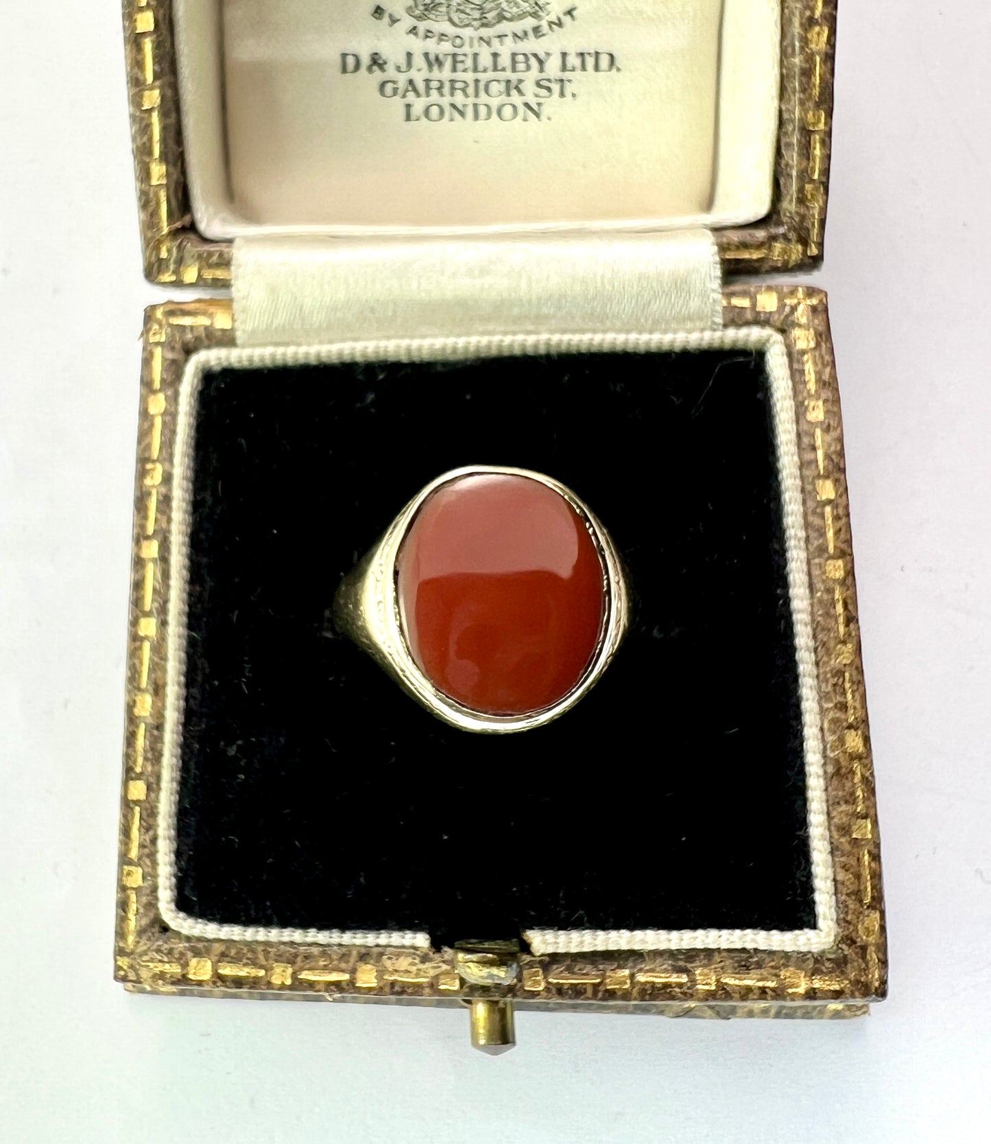 1939 Vintage 9CT Gold Carnelian Jasper Solitaire Gold Signet Ring