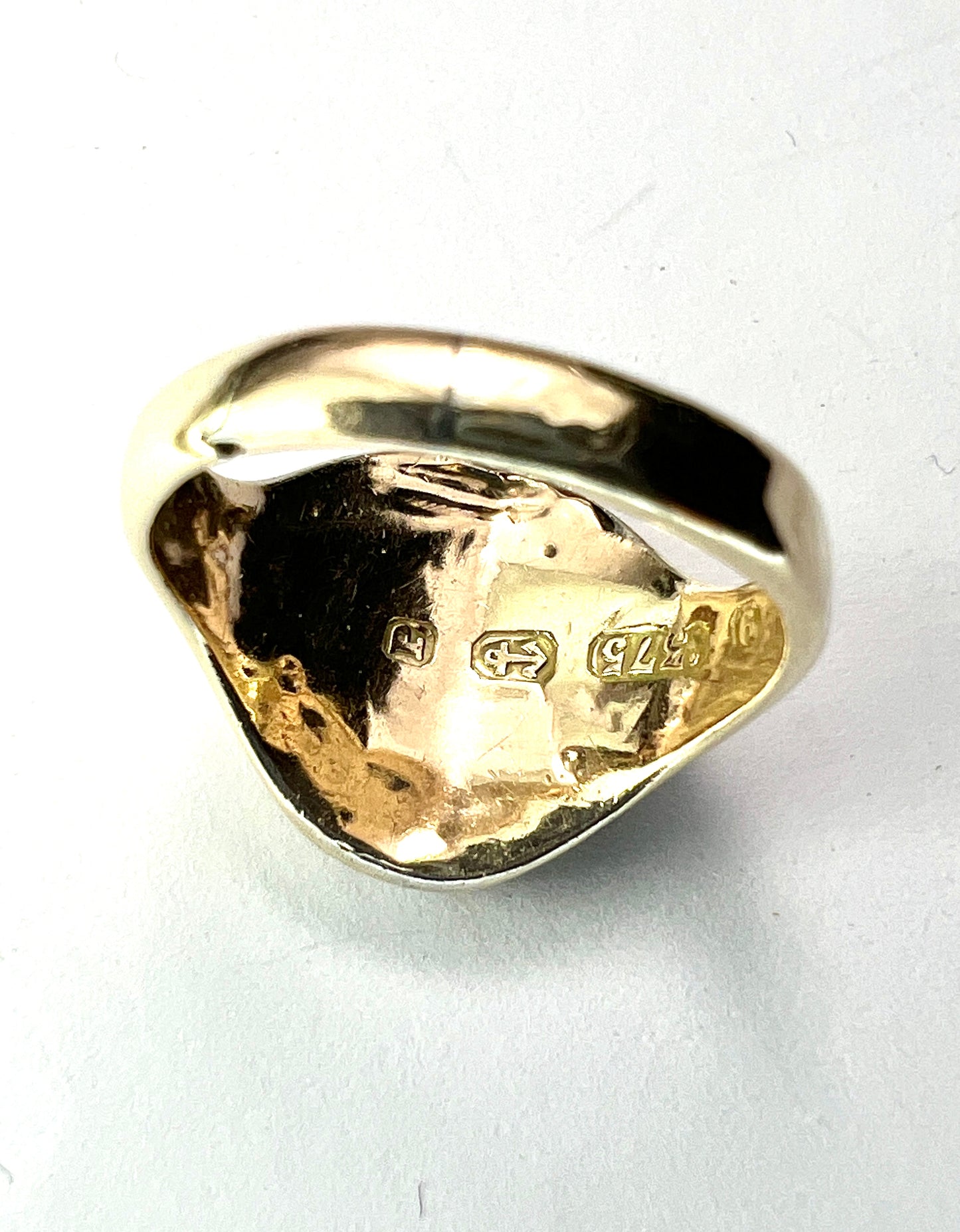 1939 Vintage 9CT Gold Carnelian Jasper Solitaire Gold Signet Ring