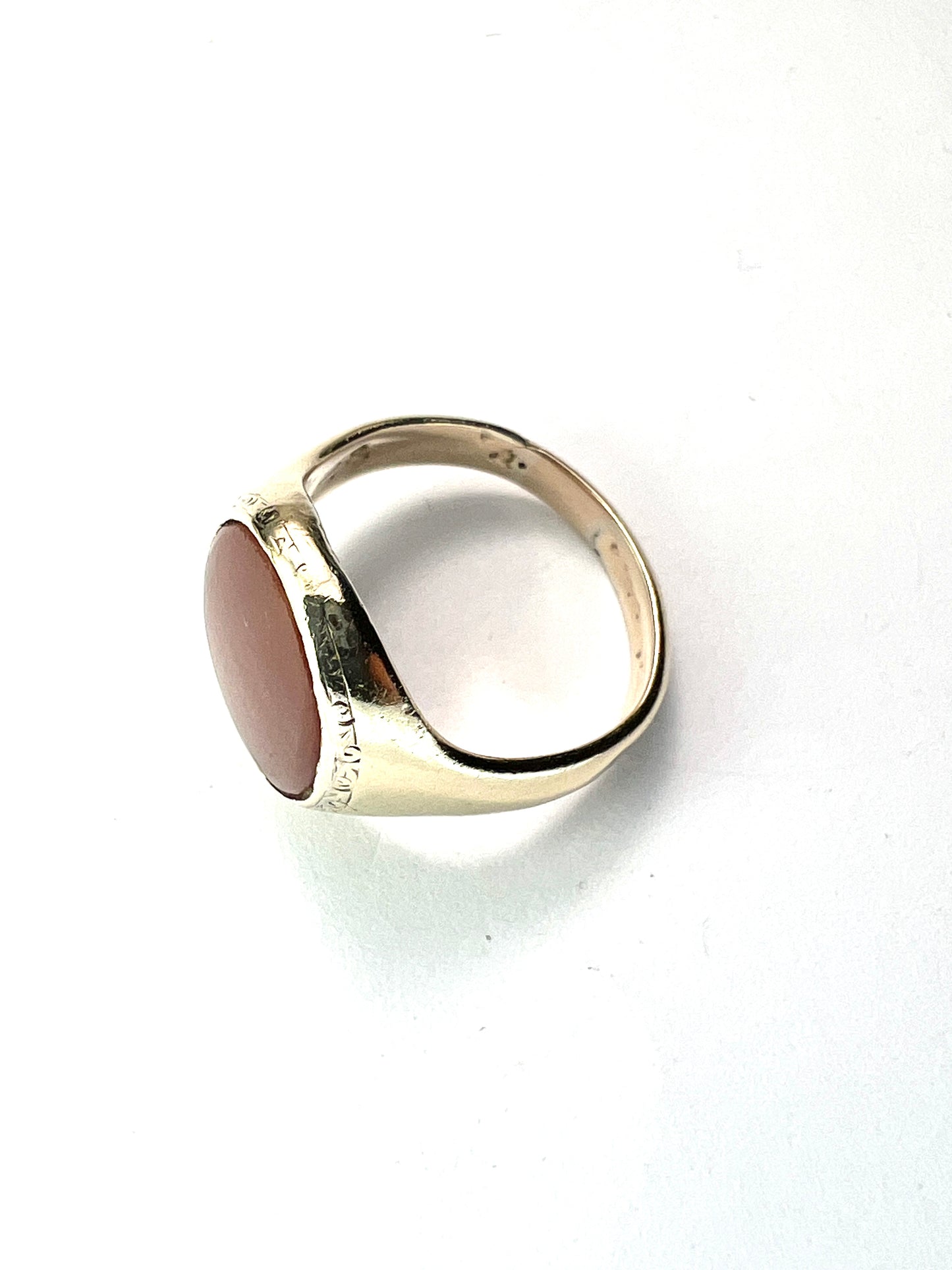 1939 Vintage 9CT Gold Carnelian Jasper Solitaire Gold Signet Ring
