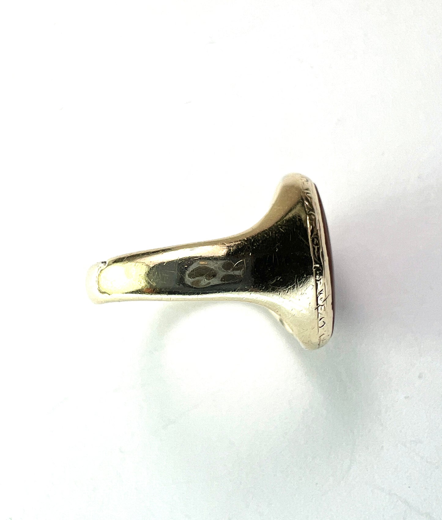 1939 Vintage 9CT Gold Carnelian Jasper Solitaire Gold Signet Ring