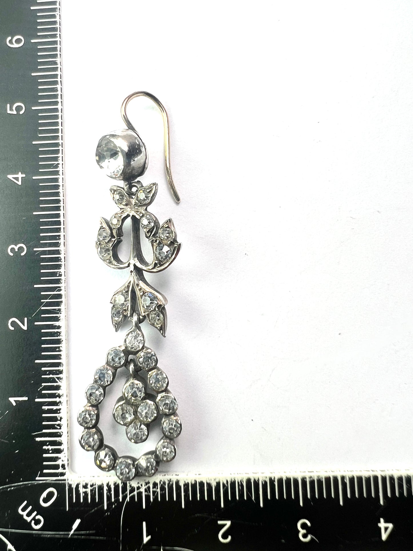 Antique Silver Paste Chandelier Drop Earrings
