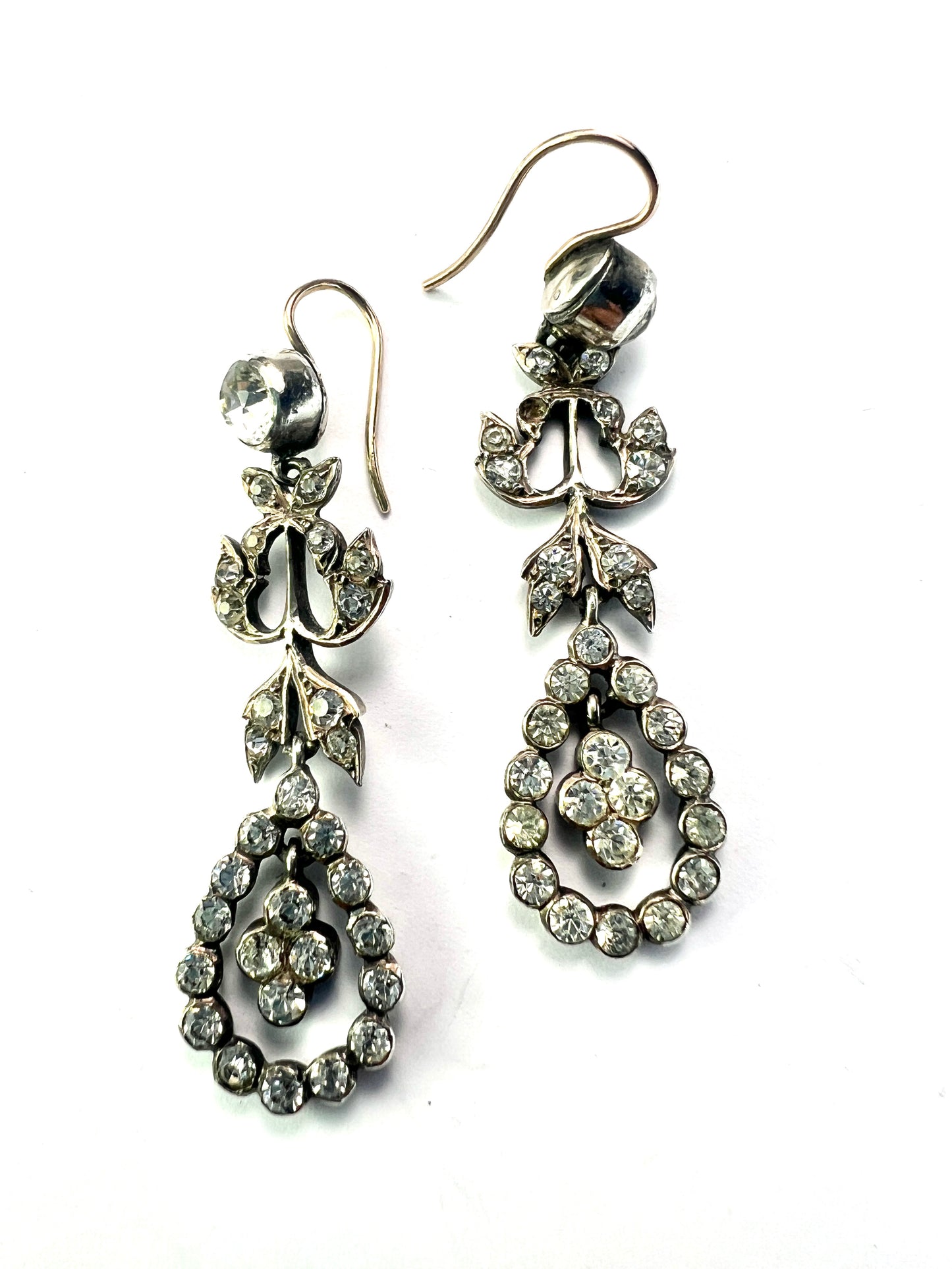 Antique Silver Paste Chandelier Drop Earrings