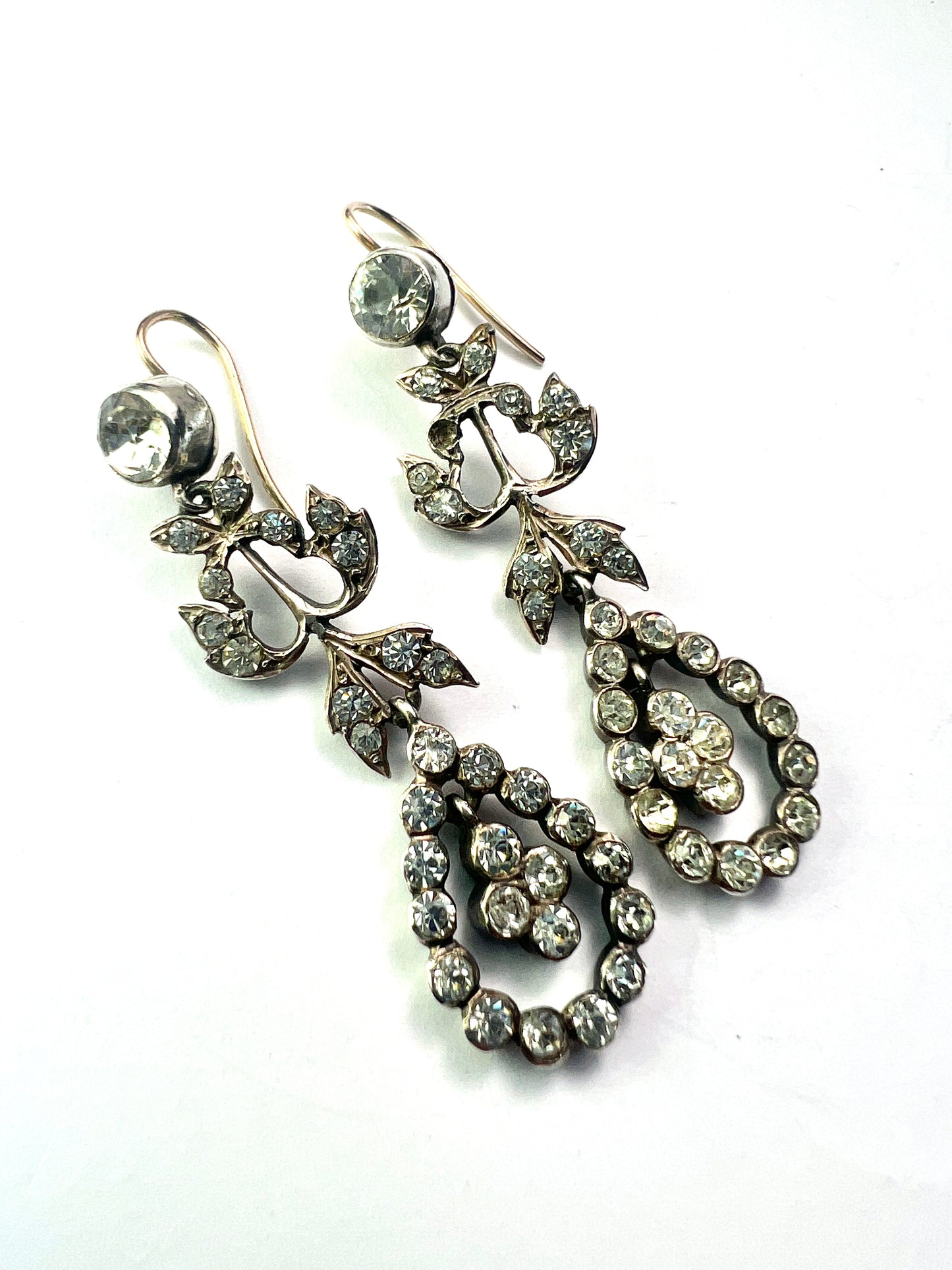 Antique Silver Paste Chandelier Drop Earrings