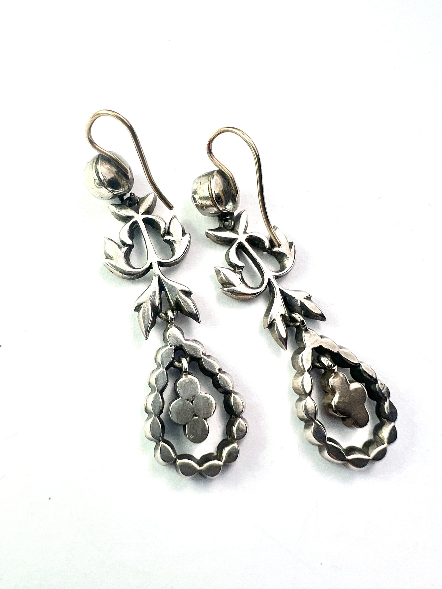 Antique Silver Paste Chandelier Drop Earrings