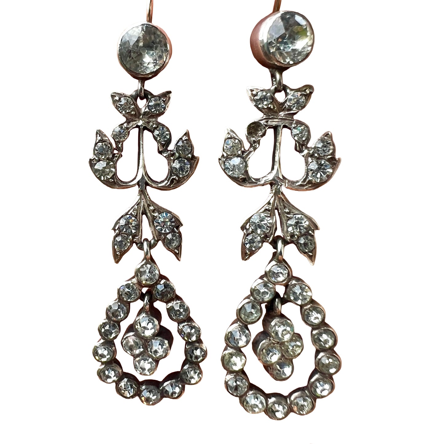 Antique Silver Paste Chandelier Drop Earrings