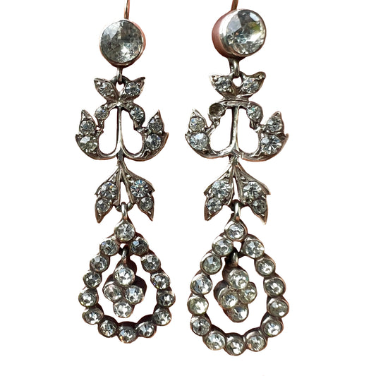 Antique Silver Paste Chandelier Drop Earrings