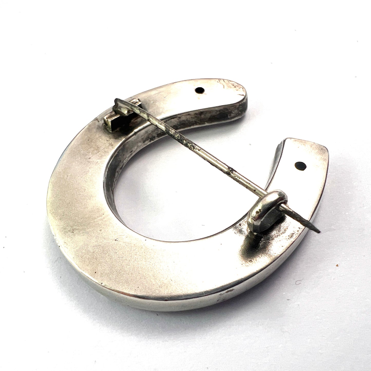 Large Victorian Silver Lucky Horseshoe Brooch