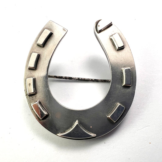 Large Victorian Silver Lucky Horseshoe Brooch