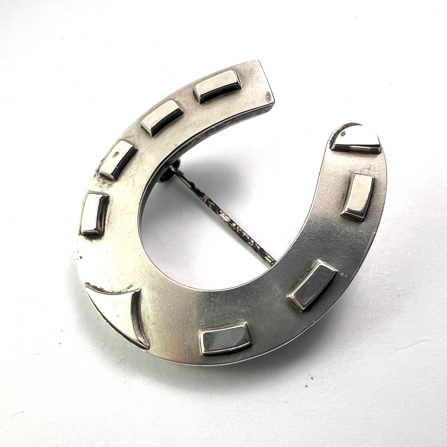 Large Victorian Silver Lucky Horseshoe Brooch