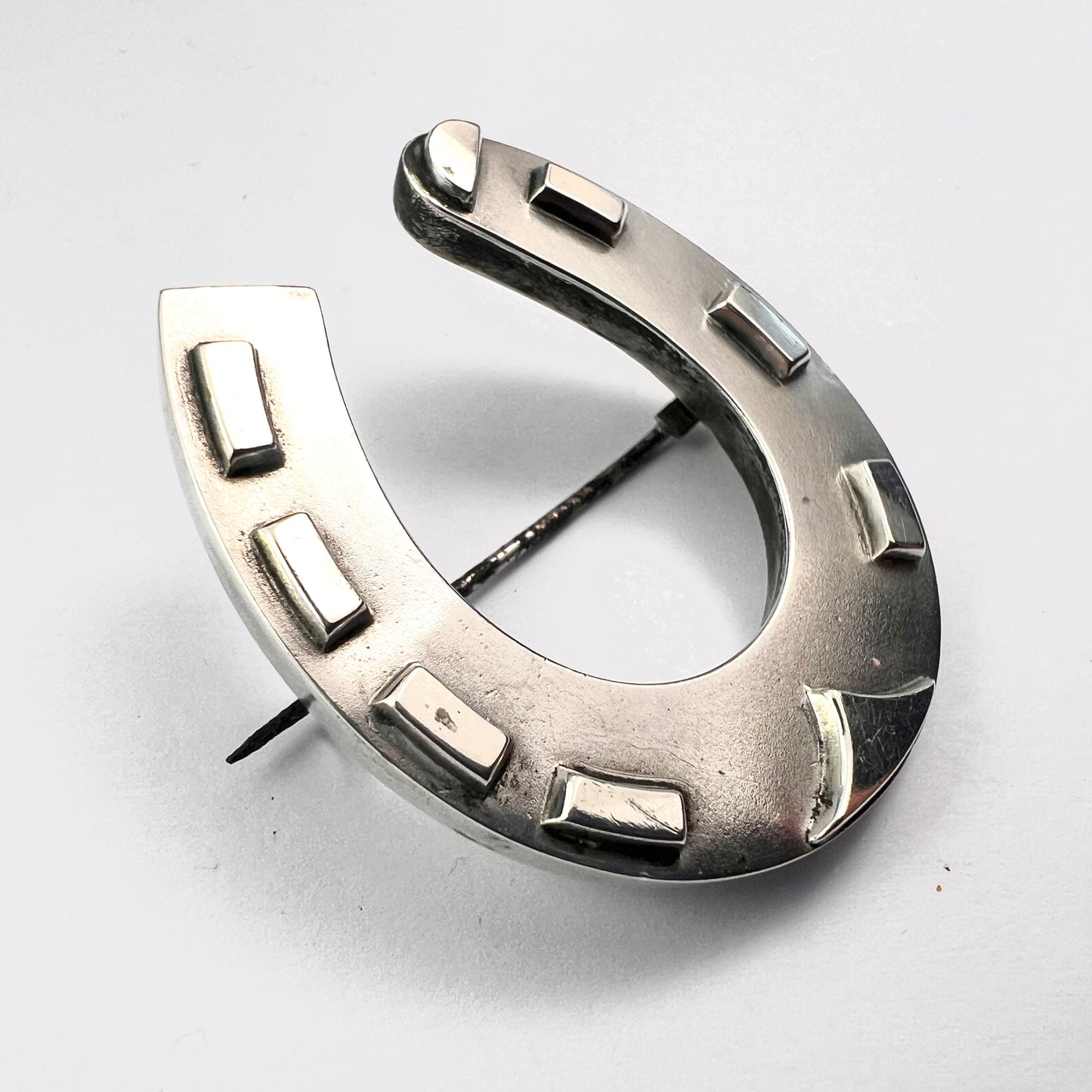 Large Victorian Silver Lucky Horseshoe Brooch