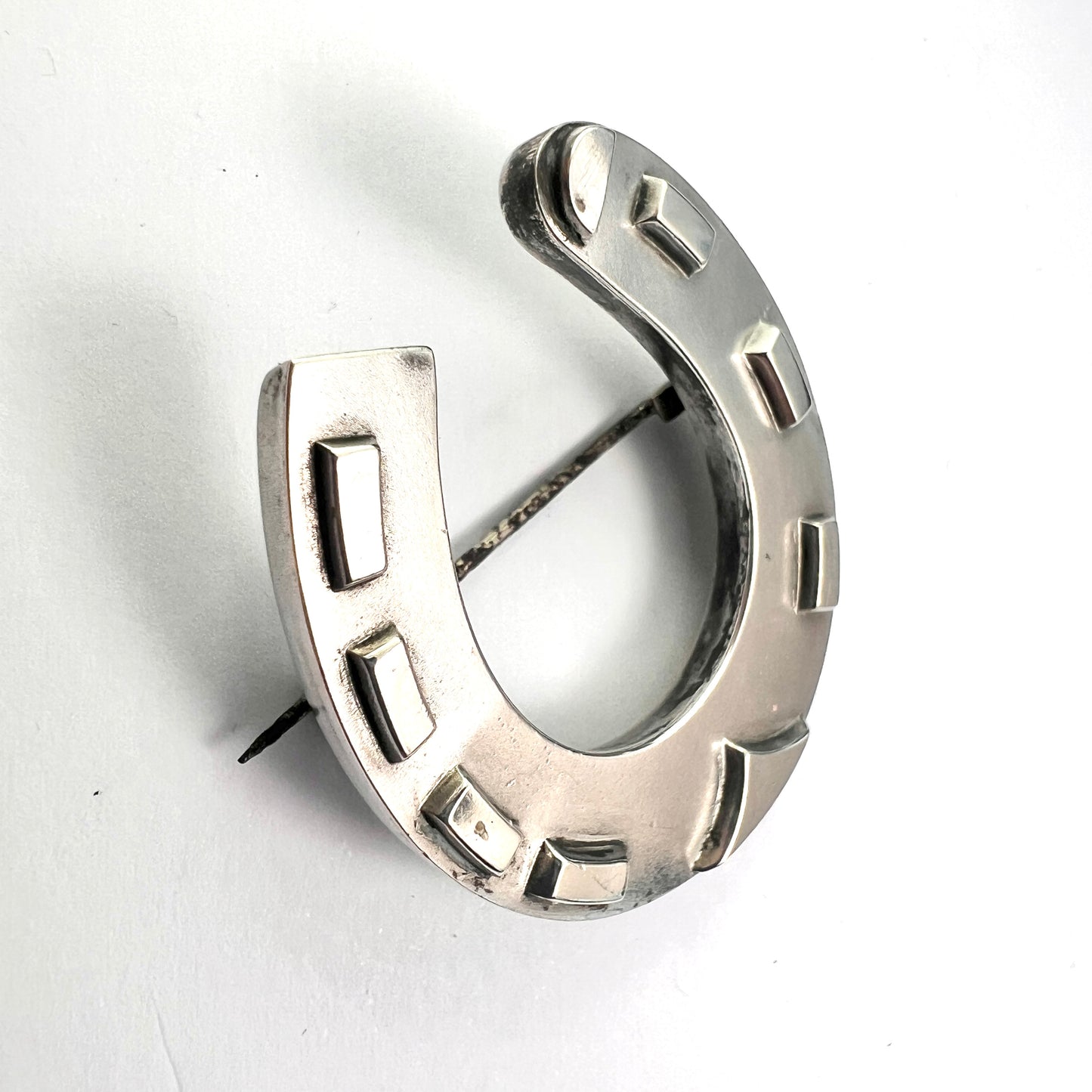 Large Victorian Silver Lucky Horseshoe Brooch