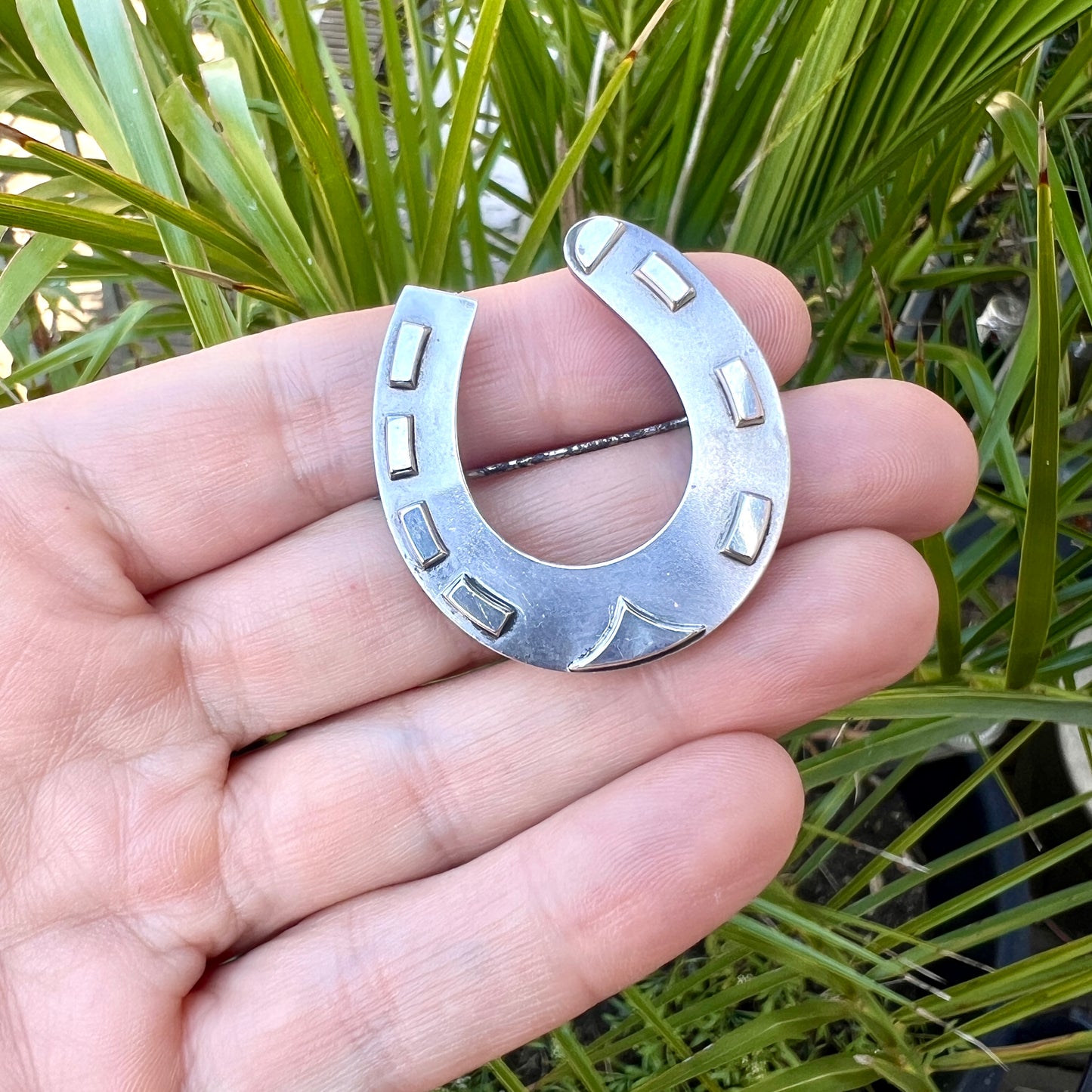 Large Victorian Silver Lucky Horseshoe Brooch