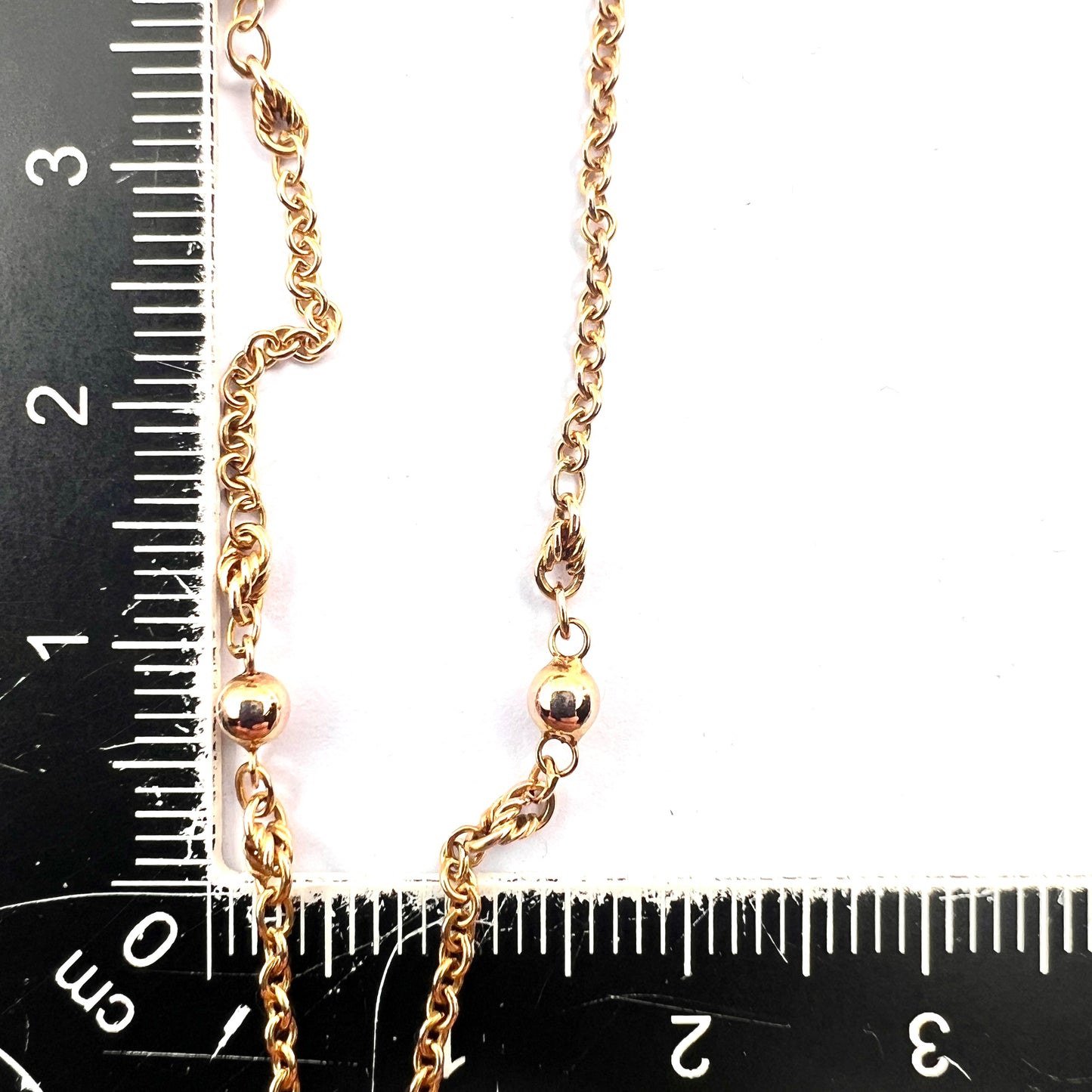 Antique 9CT Gold Fancy Station Chain Necklace