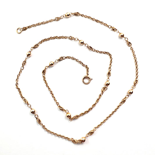 Antique 9CT Gold Fancy Station Chain Necklace