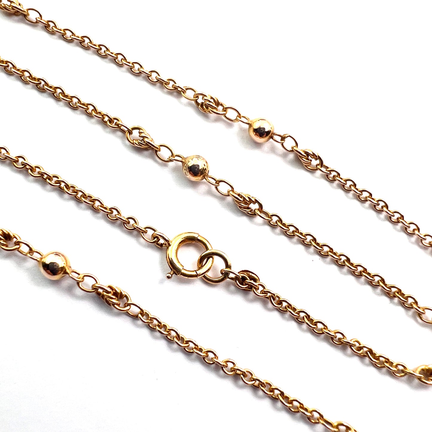 Antique 9CT Gold Fancy Station Chain Necklace