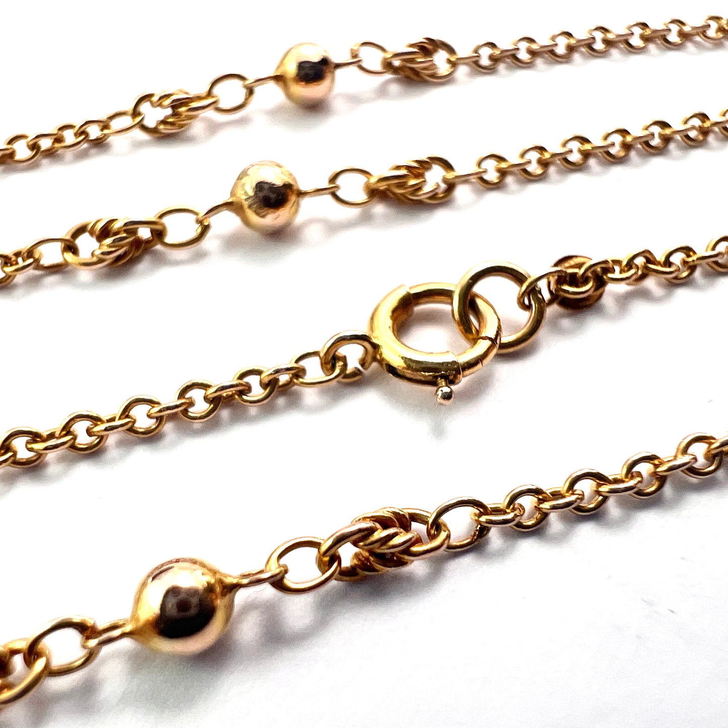 Antique 9CT Gold Fancy Station Chain Necklace