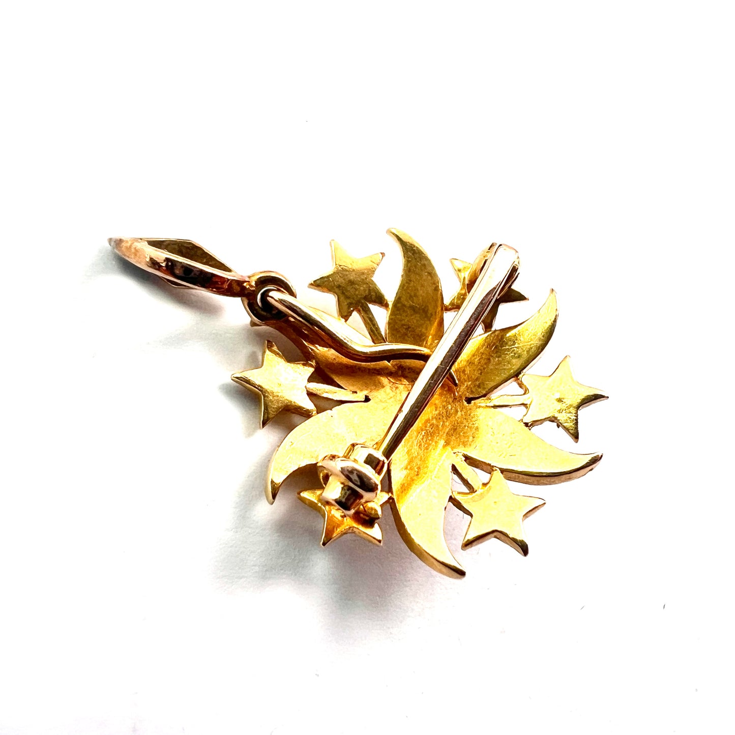Small Edwardian 18CT Gold Pearl Sunburst Pendant/Brooch