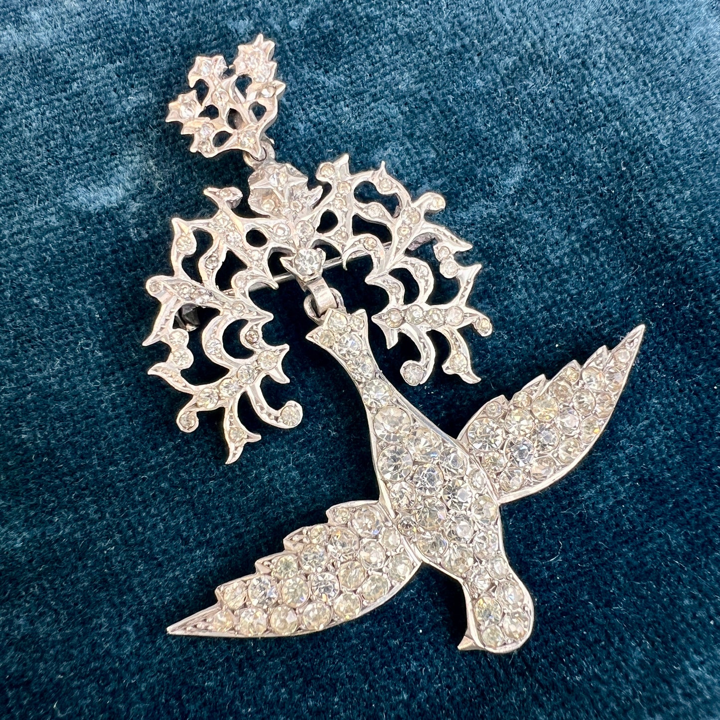Antique French Silver Paste Saint Esprit Dove Pendant/Brooch