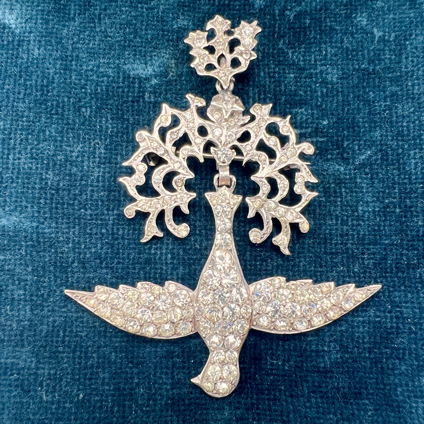 Antique French Silver Paste Saint Esprit Dove Pendant/Brooch
