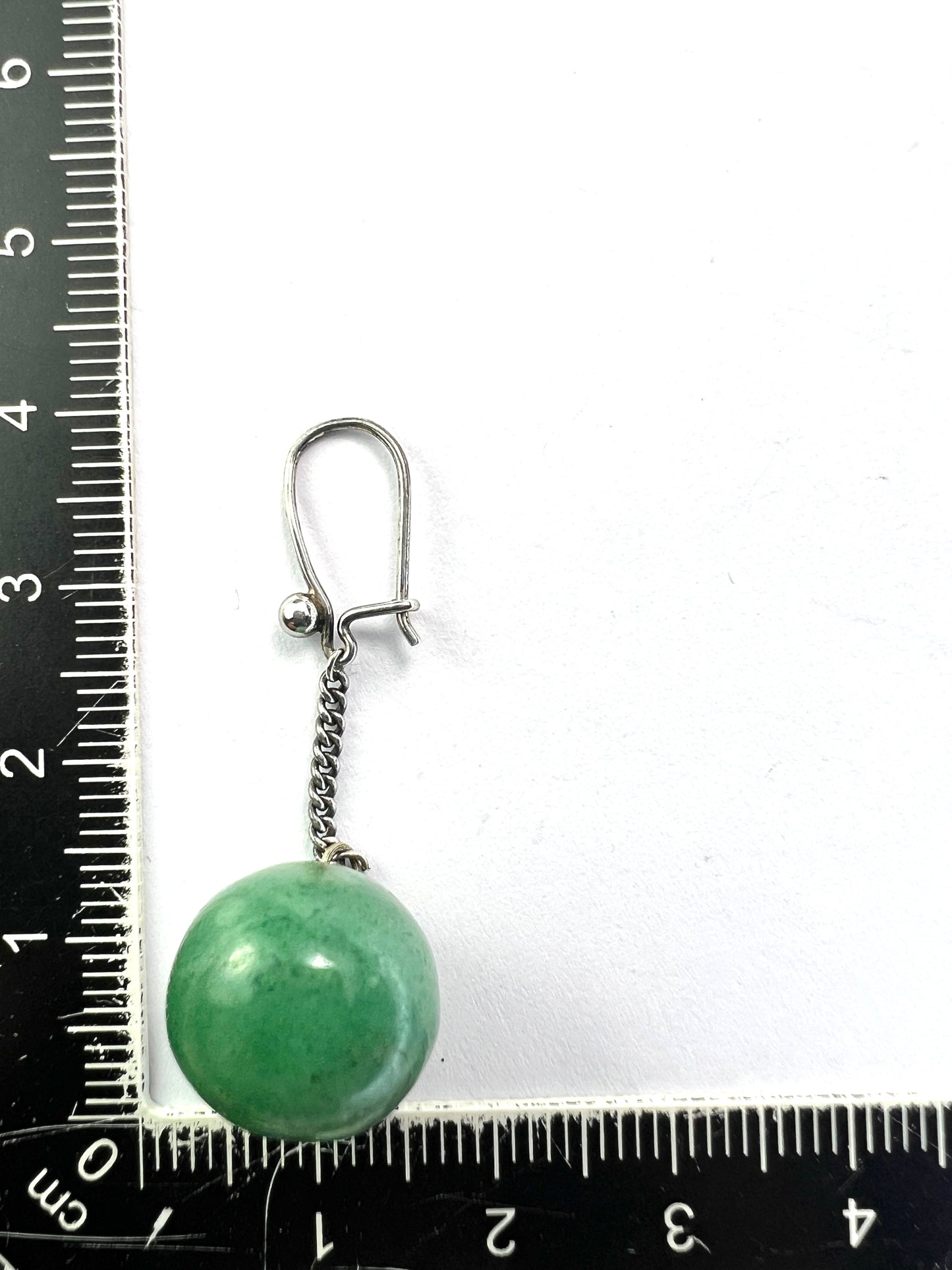 Vintage Aventurine Ball Silver Chain Drop Earrings