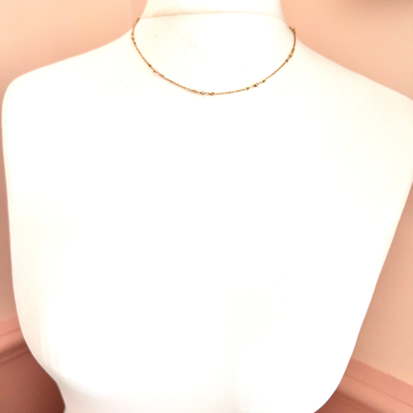 Antique 9CT Gold Fancy Station Chain Necklace